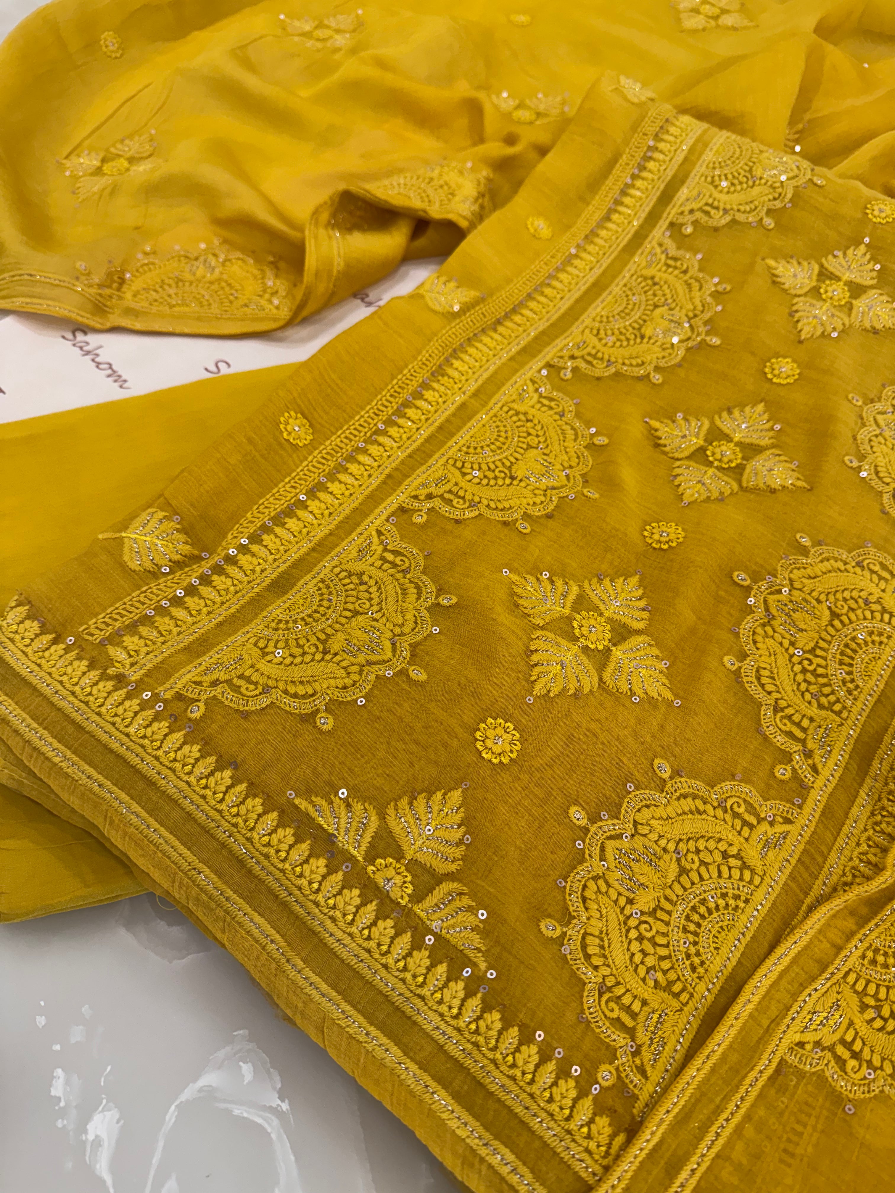 Pure Mul Chanderi Self Embroidered Kurta Dupatta Set