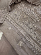 Pure Mul Chanderi Self Embroidered Kurta Dupatta Set