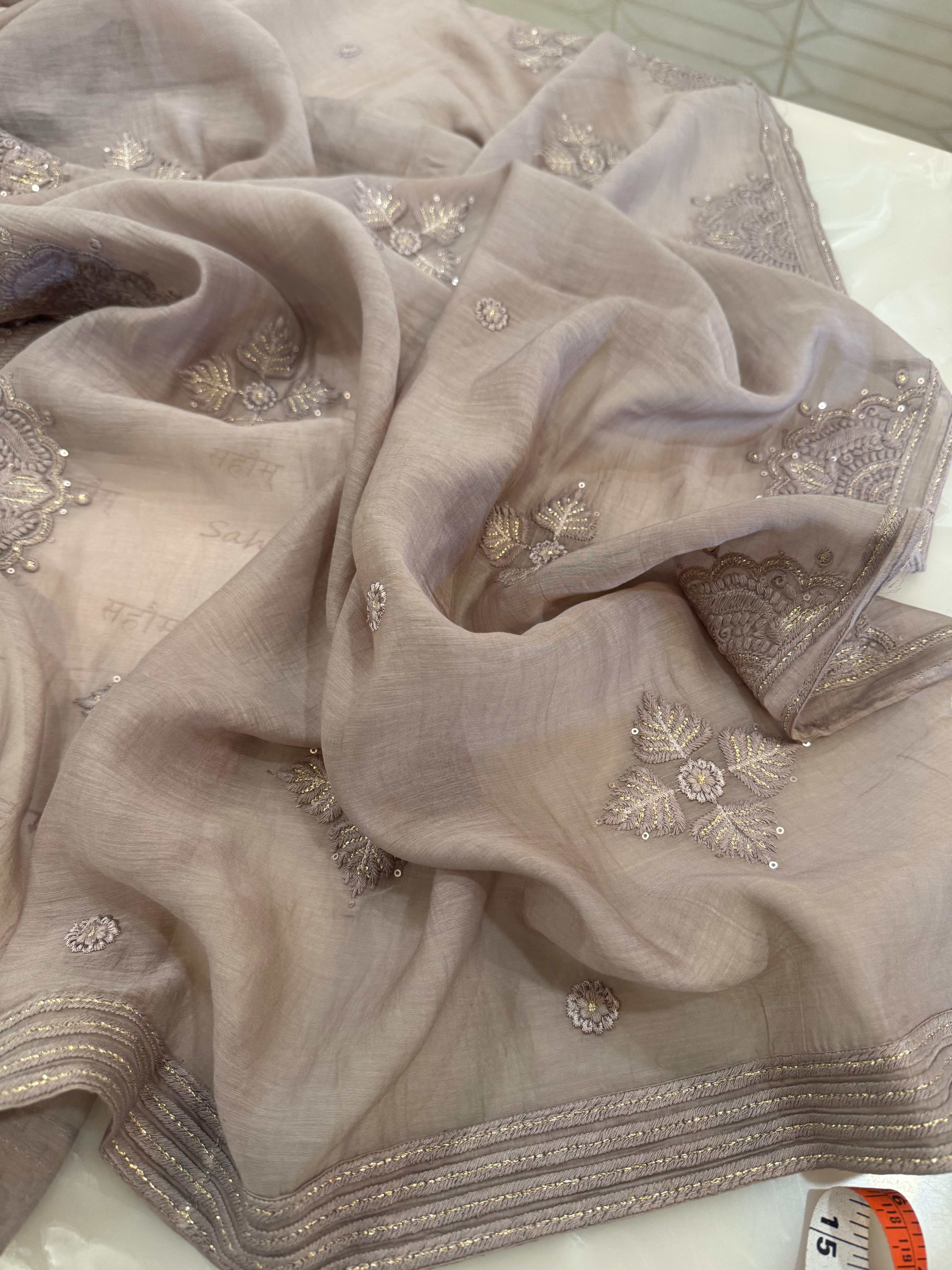 Pure Mul Chanderi Self Embroidered Kurta Dupatta Set