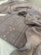 Pure Mul Chanderi Self Embroidered Kurta Dupatta Set