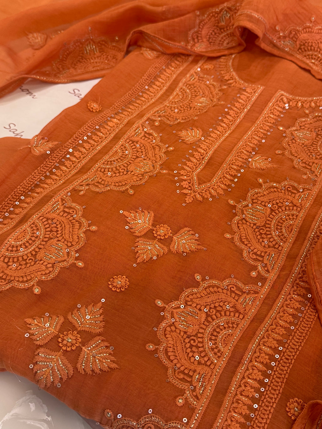 Pure Mul Chanderi Self Embroidered Kurta Dupatta Set