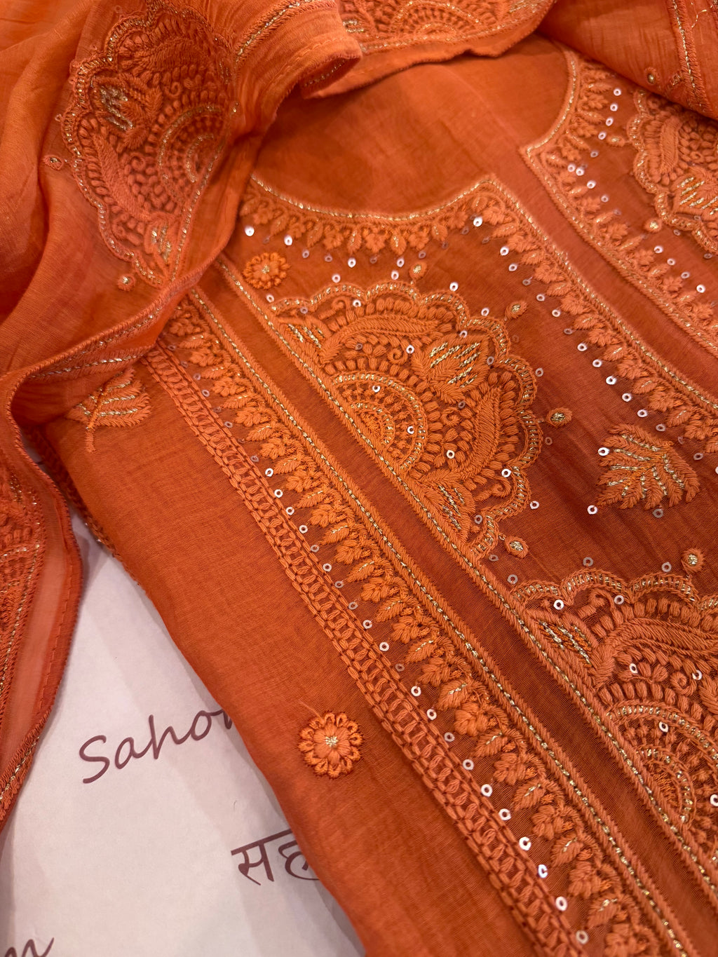 Pure Mul Chanderi Self Embroidered Kurta Dupatta Set