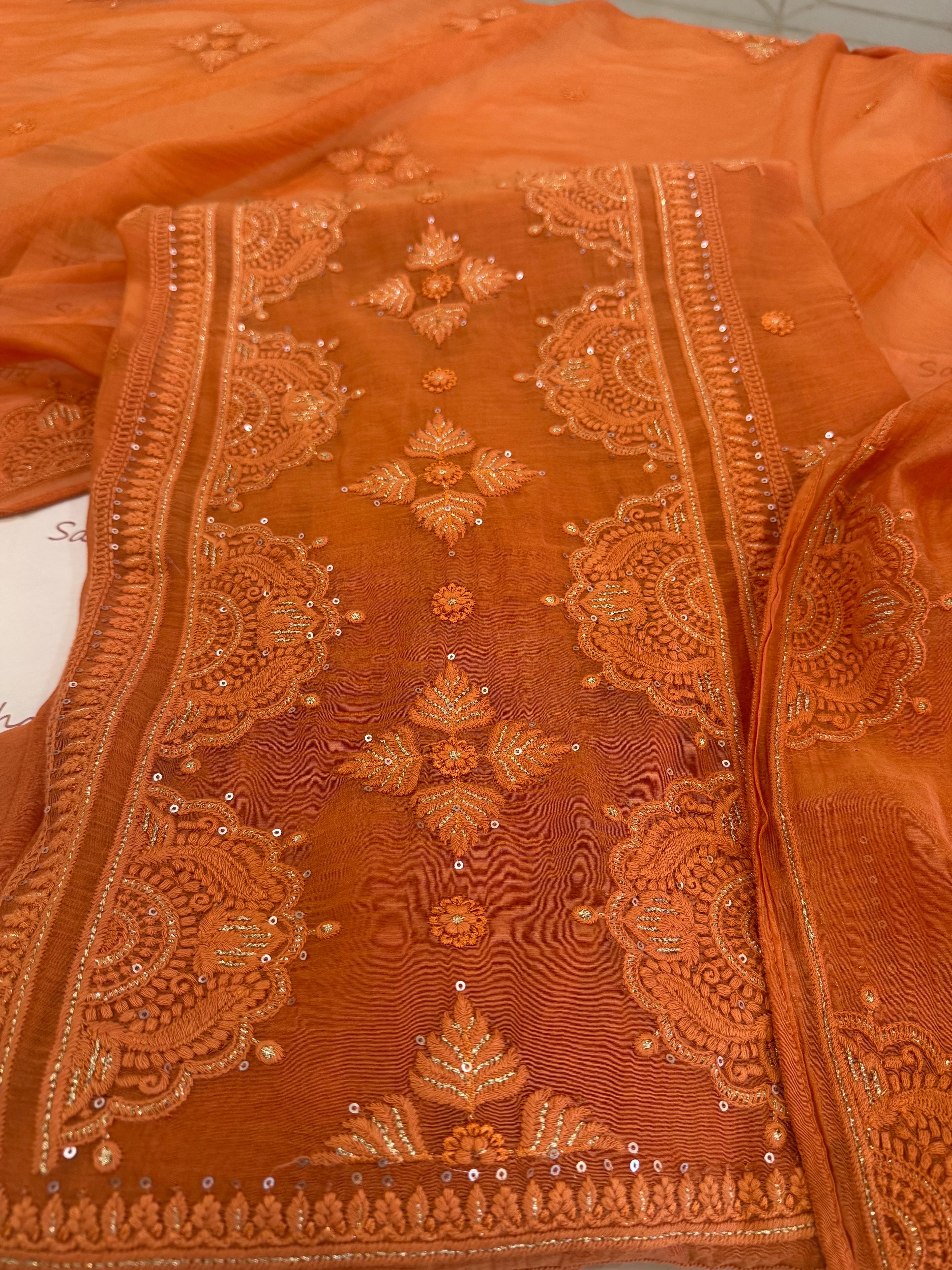 Pure Mul Chanderi Self Embroidered Kurta Dupatta Set