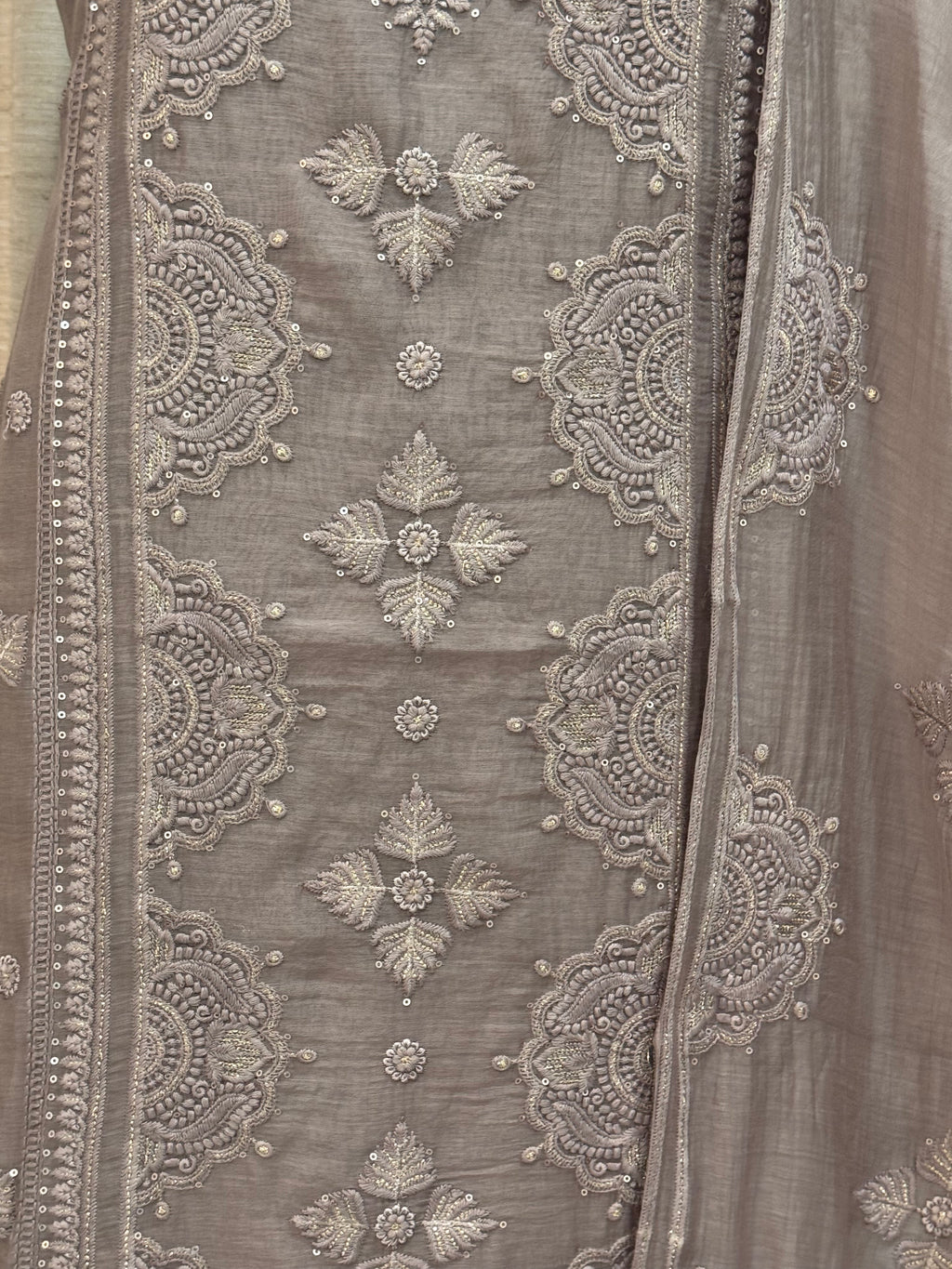 Pure Mul Chanderi Self Embroidered Kurta Dupatta Set