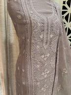 Pure Mul Chanderi Self Embroidered Kurta Dupatta Set