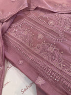 Pure Mul Chanderi Self Embroidered Kurta Dupatta Set