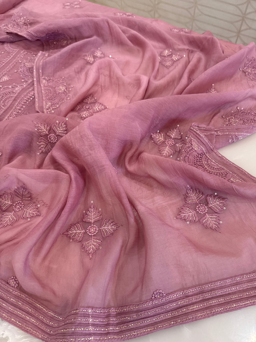 Pure Mul Chanderi Self Embroidered Kurta Dupatta Set