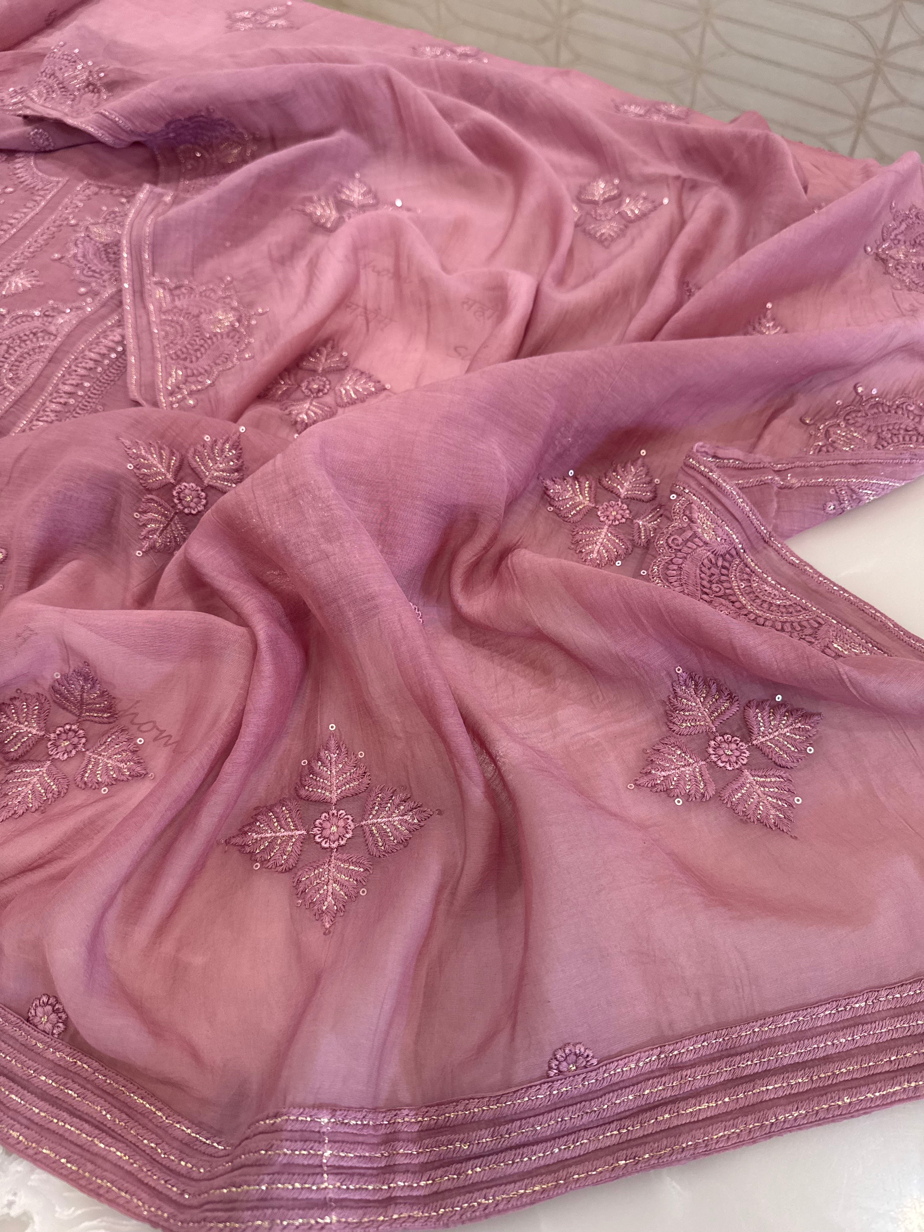 Pure Mul Chanderi Self Embroidered Kurta Dupatta Set