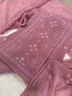 Pure Mul Chanderi Self Embroidered Kurta Dupatta Set