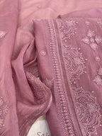 Pure Mul Chanderi Self Embroidered Kurta Dupatta Set