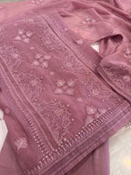 Pure Mul Chanderi Self Embroidered Kurta Dupatta Set