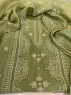 Pure Mul Chanderi Self Embroidered Kurta Dupatta Set