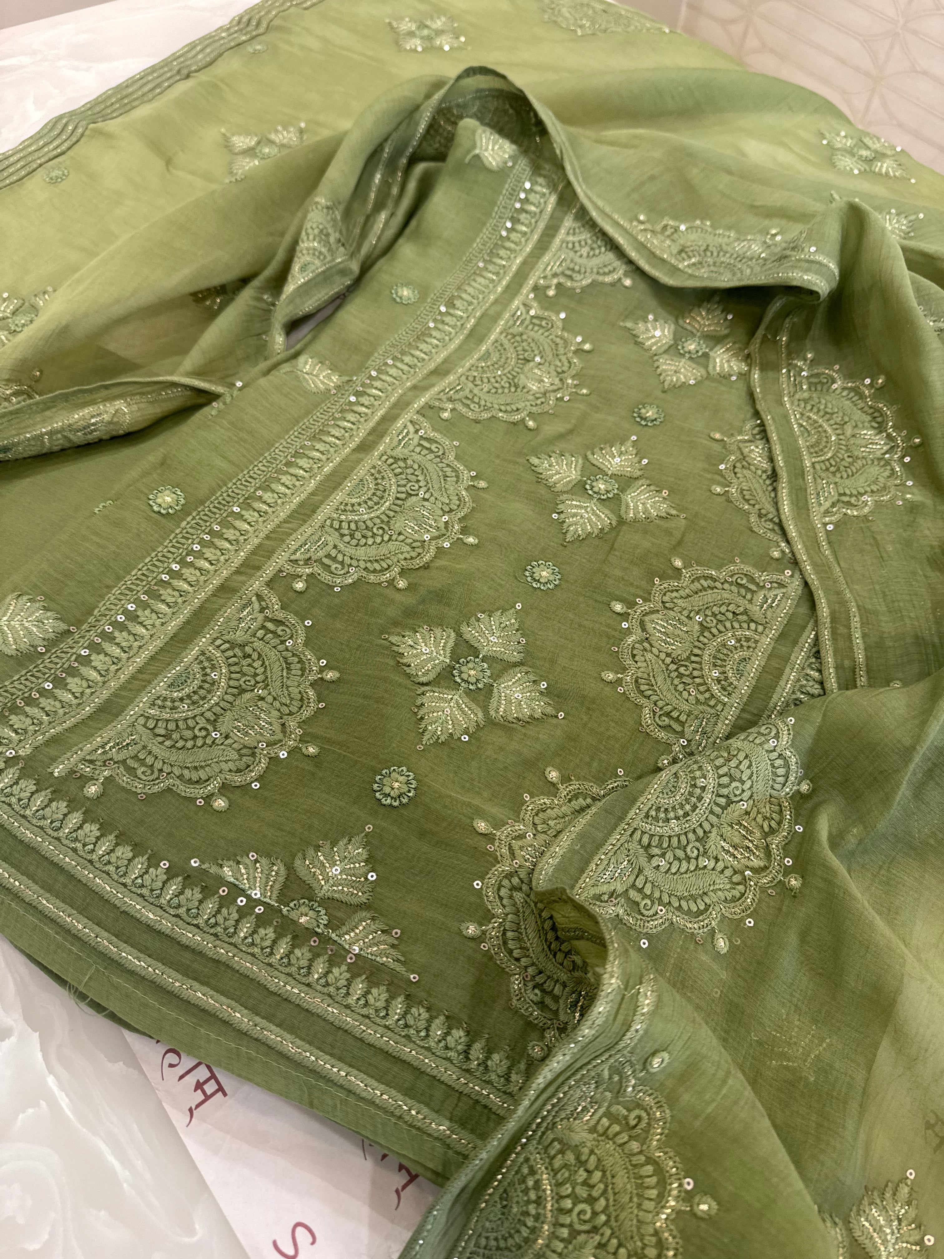 Pure Mul Chanderi Self Embroidered Kurta Dupatta Set