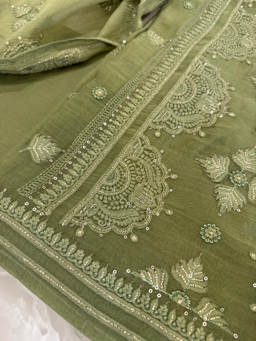 Pure Mul Chanderi Self Embroidered Kurta Dupatta Set