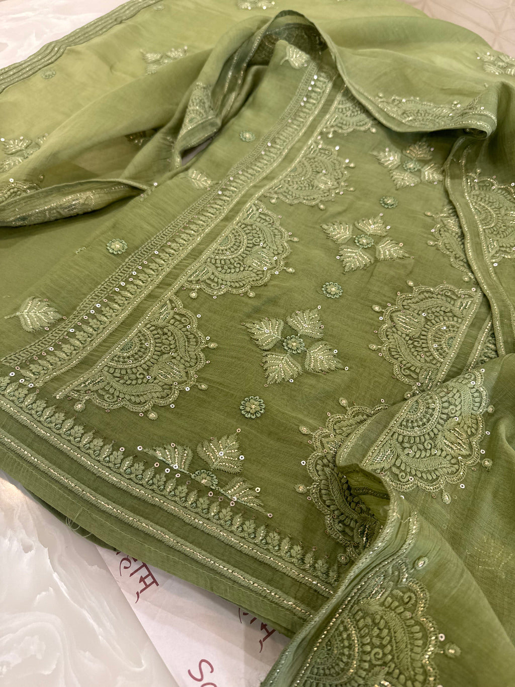 Pure Mul Chanderi Self Embroidered Kurta Dupatta Set