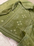 Pure Mul Chanderi Self Embroidered Kurta Dupatta Set