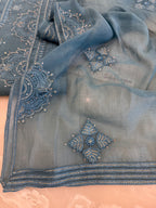 Pure Mul Chanderi Self Embroidered Kurta Dupatta Set