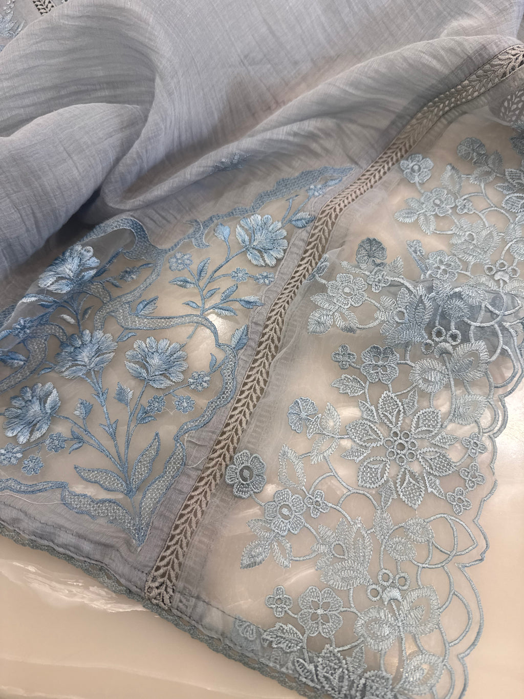 Pure Mul Chanderi Embroidered Kurta Set with Mul Chanderi Dupatta