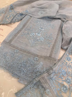 Pure Mul Chanderi Embroidered Kurta Set with Mul Chanderi Dupatta