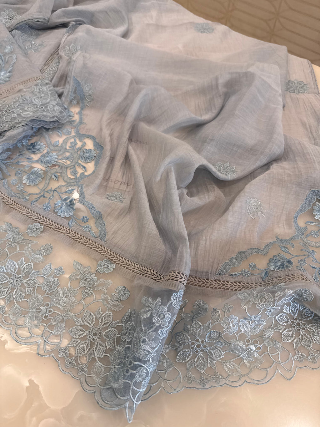 Pure Mul Chanderi Embroidered Kurta Set with Mul Chanderi Dupatta