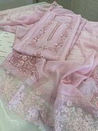 Pure Mul Chanderi Embroidered Kurta Set with Mul Chanderi Dupatta