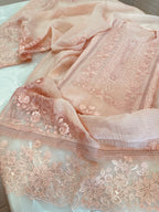 Pure Mul Chanderi Embroidered Kurta Set with Mul Chanderi Dupatta