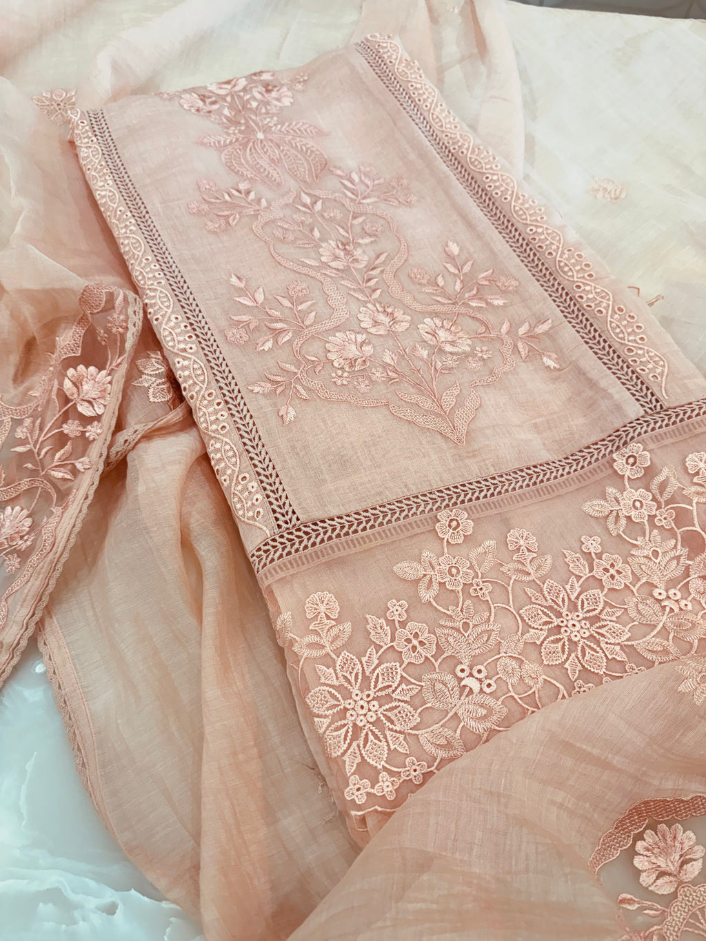 Pure Mul Chanderi Embroidered Kurta Set with Mul Chanderi Dupatta