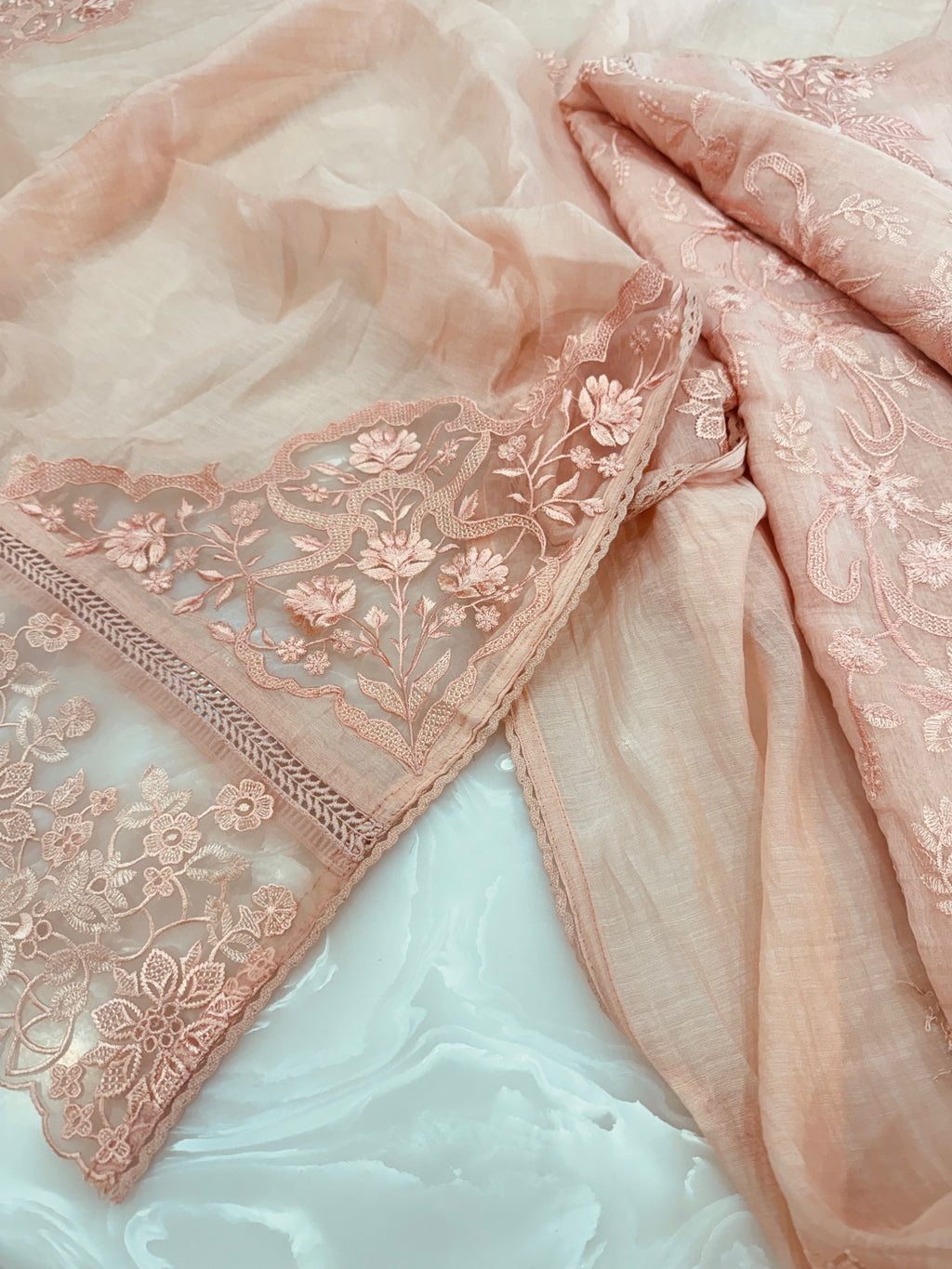 Pure Mul Chanderi Embroidered Kurta Set with Mul Chanderi Dupatta