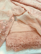Pure Mul Chanderi Embroidered Kurta Set with Mul Chanderi Dupatta