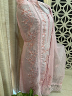 Pure Mul Chanderi Embroidered Kurta Set with Mul Chanderi Dupatta