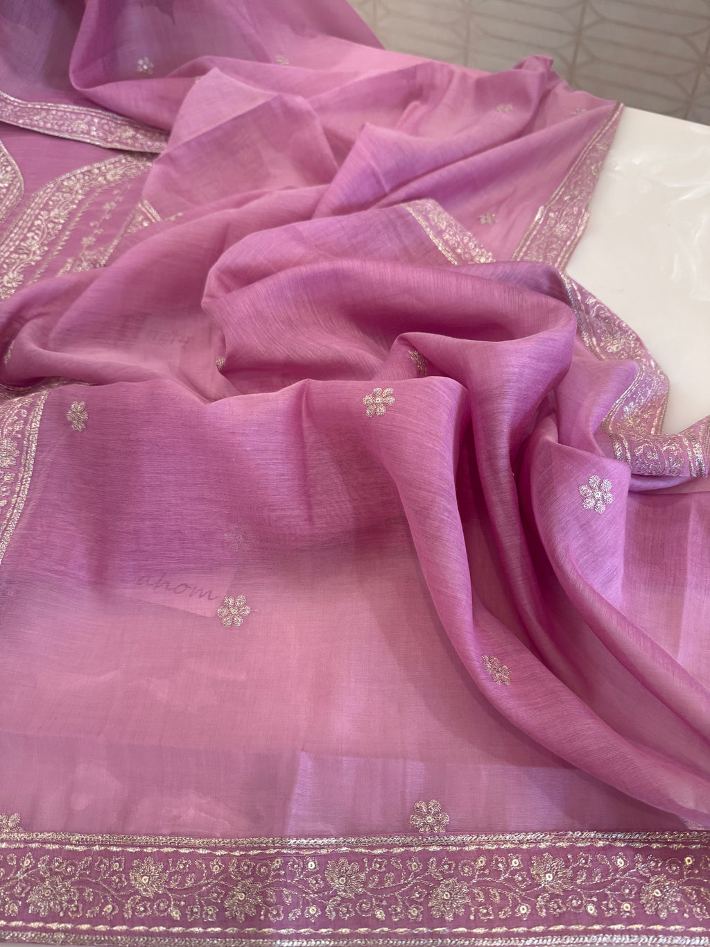 Pure Mul Chanderi Aari & Tilla Work Kurta Dupatta Set