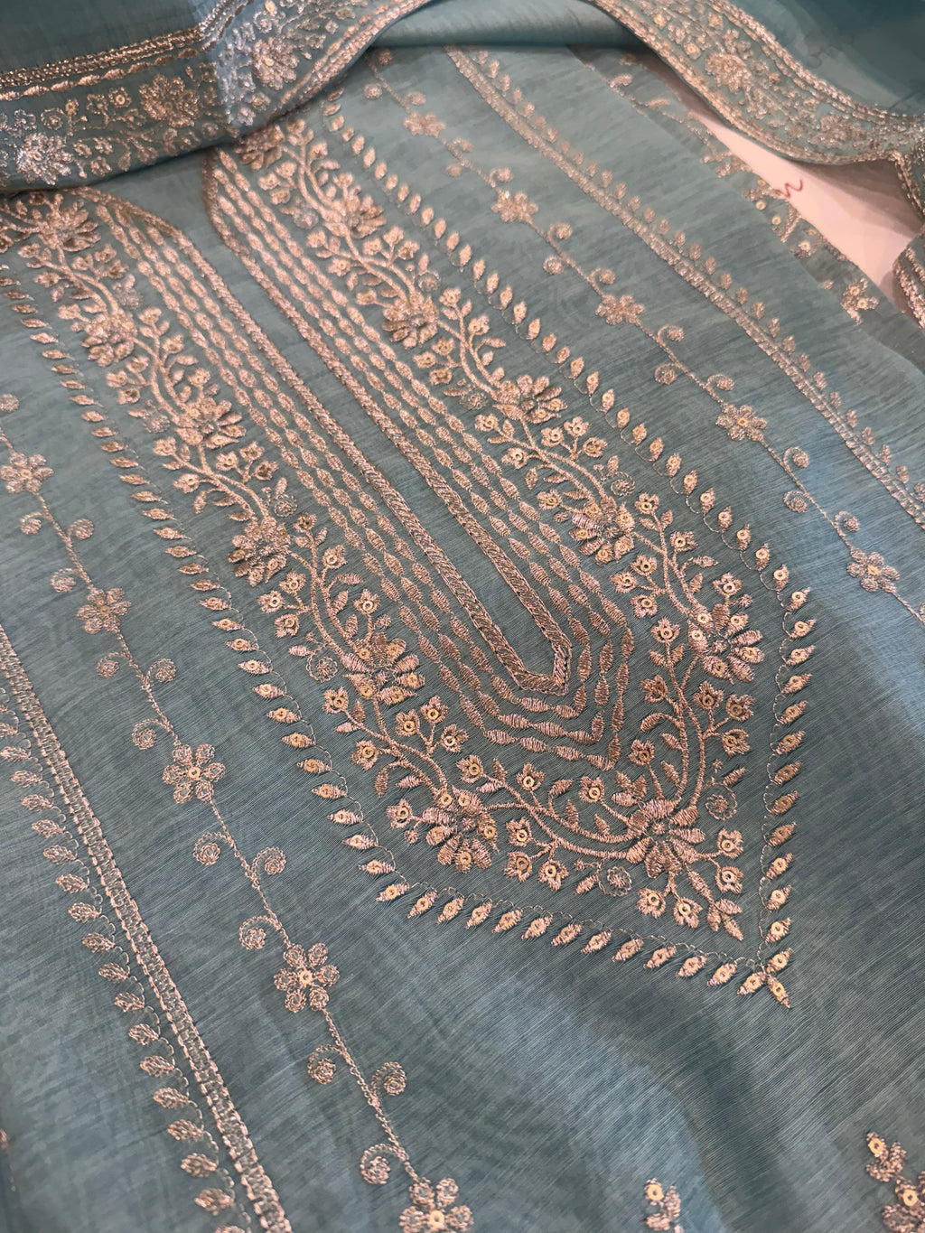 Pure Mul Chanderi Aari & Tilla Work Kurta Dupatta Set
