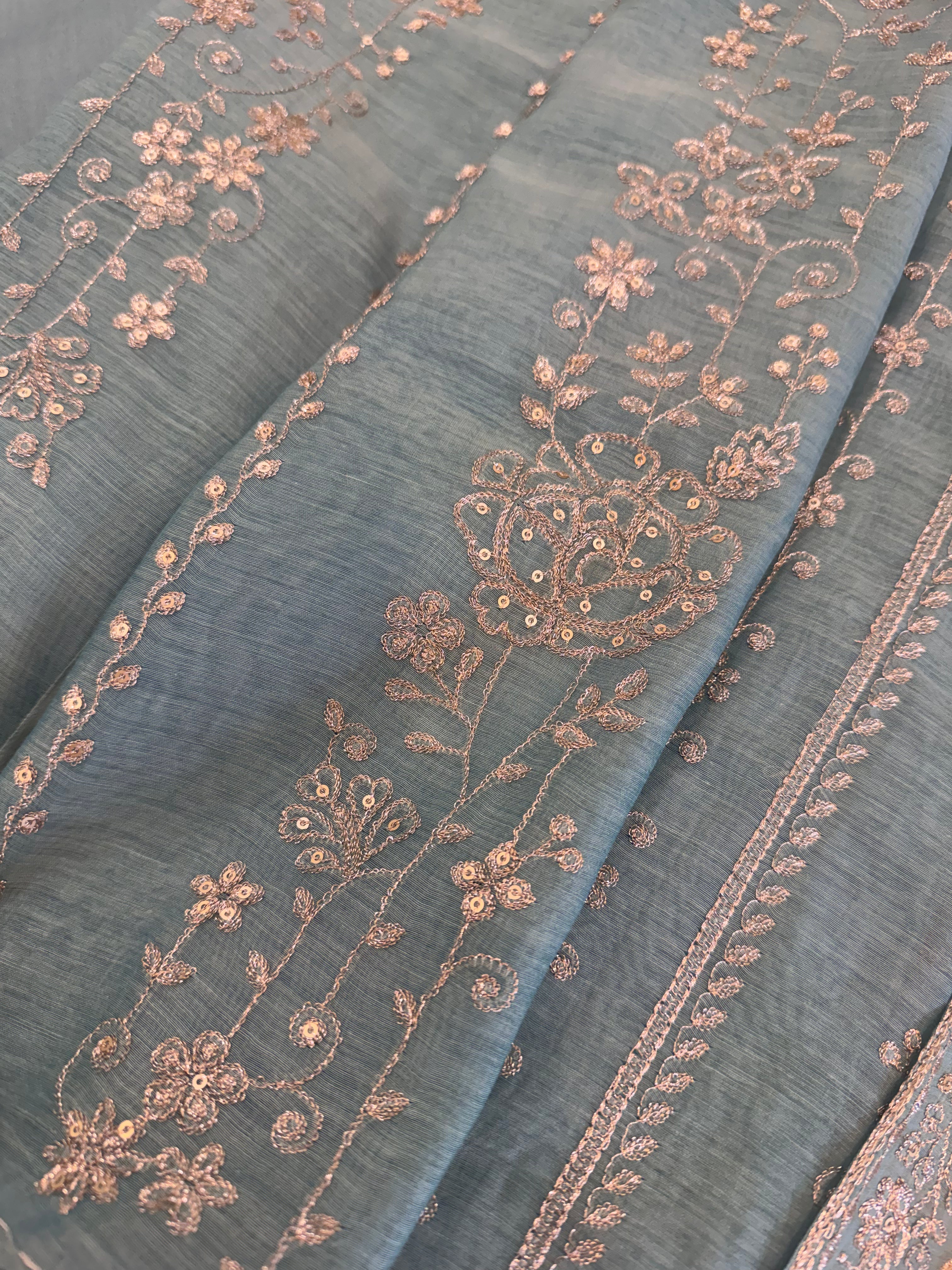 Pure Mul Chanderi Aari & Tilla Work Kurta Dupatta Set
