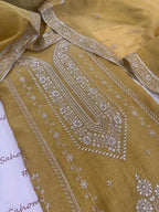 Pure Mul Chanderi Aari & Tilla Work Kurta Dupatta Set