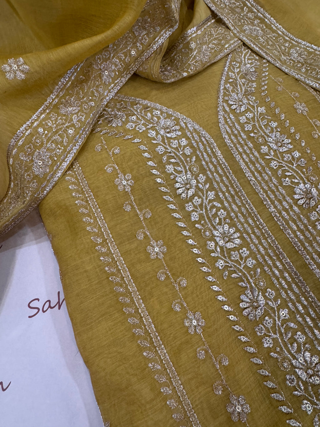 Pure Mul Chanderi Aari & Tilla Work Kurta Dupatta Set