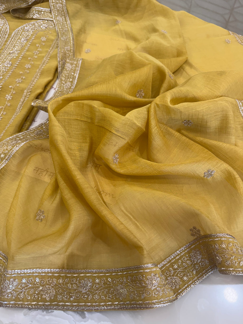 Pure Mul Chanderi Aari & Tilla Work Kurta Dupatta Set