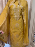 Pure Mul Chanderi Aari & Tilla Work Kurta Dupatta Set
