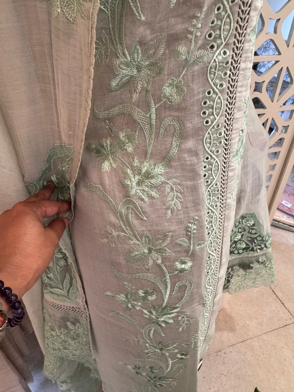 Pure Mul Chanderi Embroidered Kurta Set with Mul Chanderi Dupatta