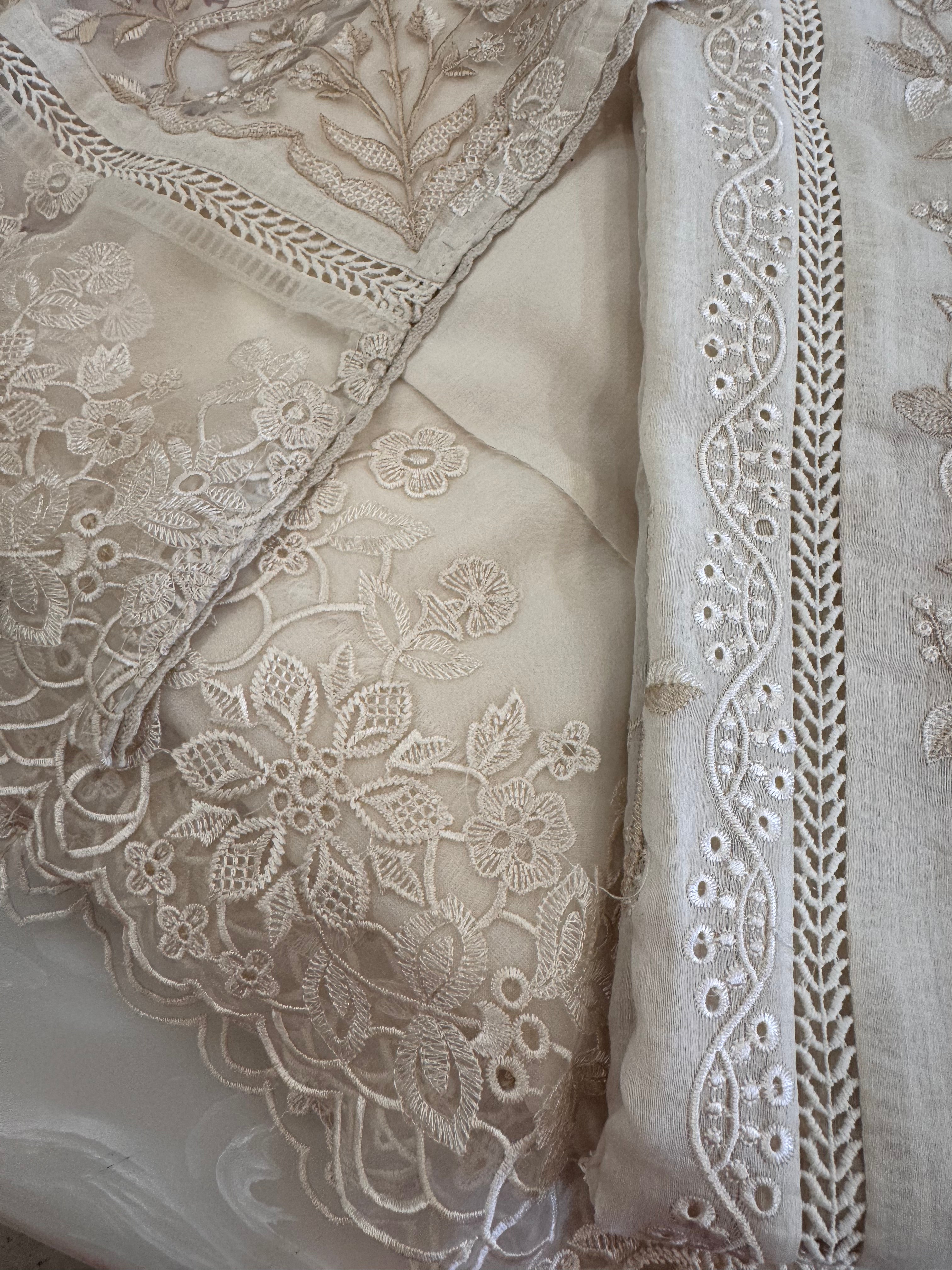 Pure Mul Chanderi Embroidered Kurta Set with Mul Chanderi Dupatta