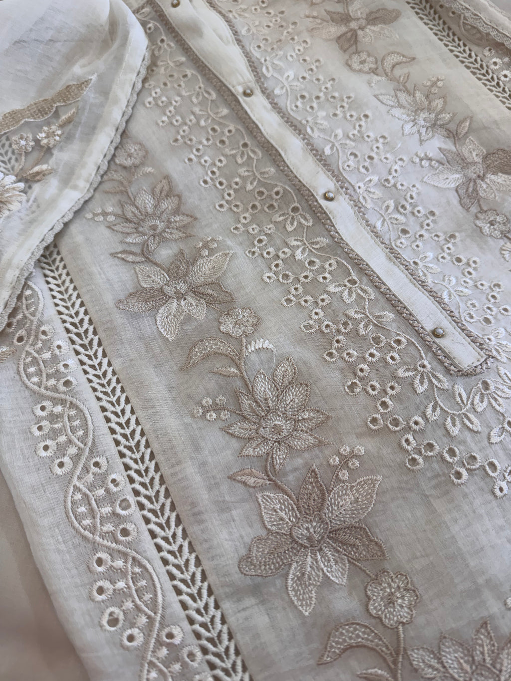 Pure Mul Chanderi Embroidered Kurta Set with Mul Chanderi Dupatta
