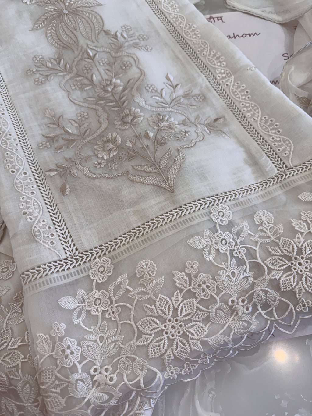 Pure Mul Chanderi Embroidered Kurta Set with Mul Chanderi Dupatta