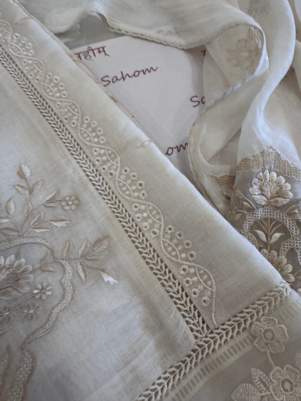 Pure Mul Chanderi Embroidered Kurta Set with Mul Chanderi Dupatta