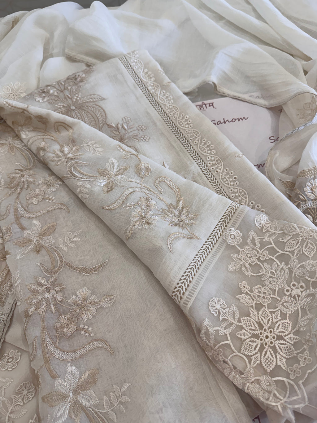 Pure Mul Chanderi Embroidered Kurta Set with Mul Chanderi Dupatta