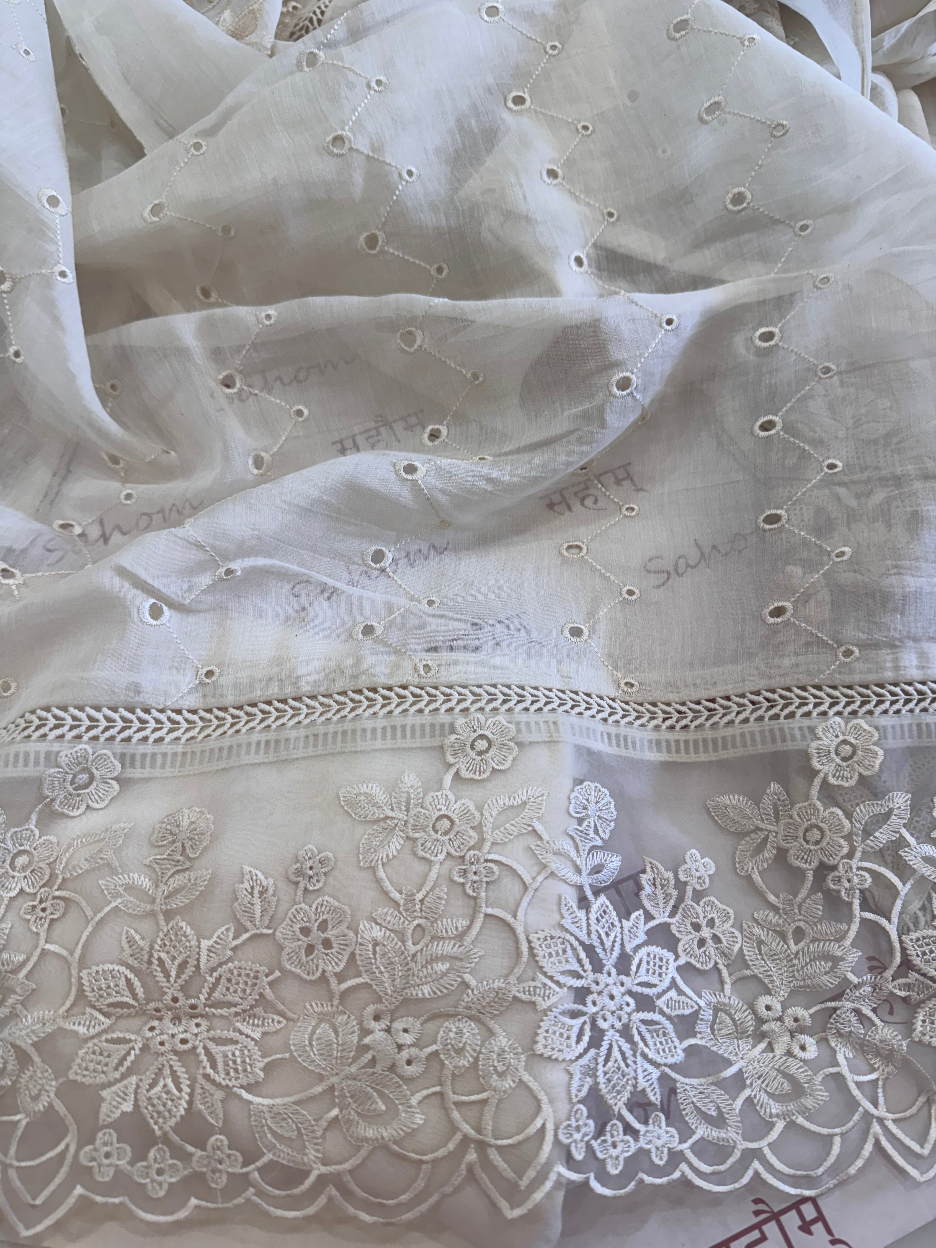 Pure Mul Chanderi Embroidered Kurta Set with Mul Chanderi Dupatta