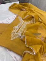 Pure Mul Chanderi Kurta Set with Thread & Hand Embroidery