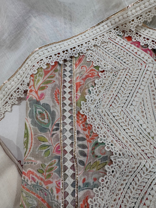 Designer Linen Kurta Set with Cotton Mul Dupatta
