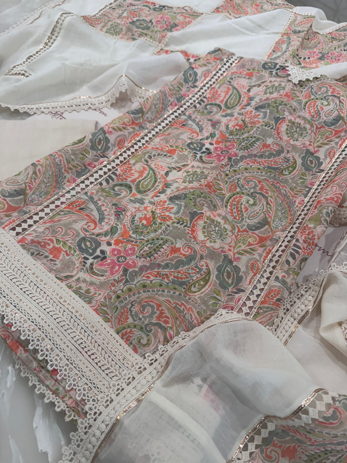 Designer Linen Kurta Set with Cotton Mul Dupatta