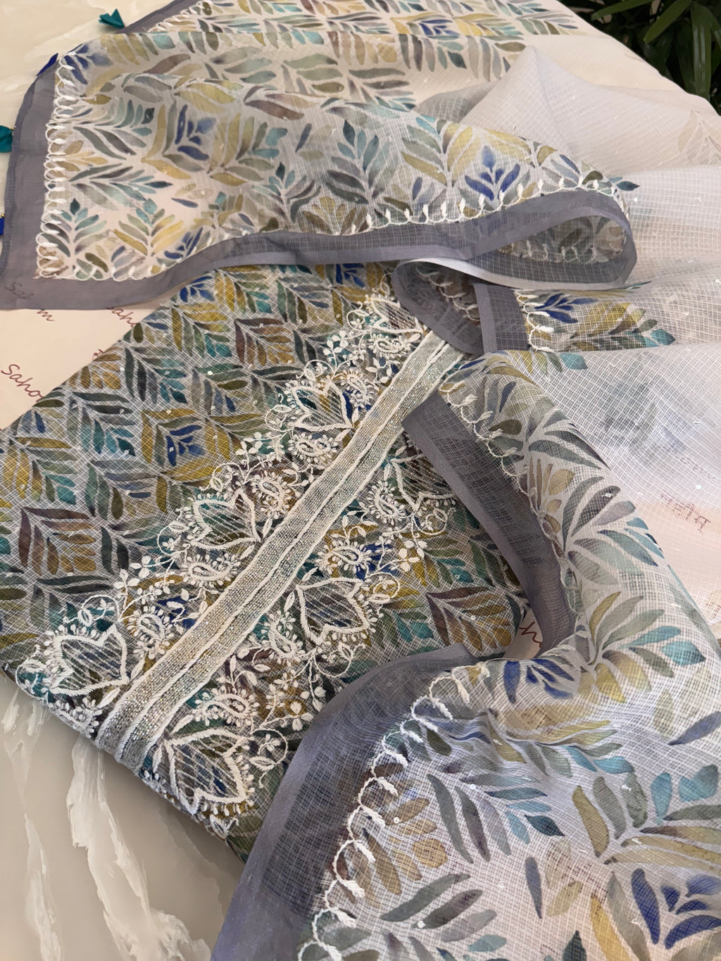 Digital Print Kota Doria Chikankari Kurta Dupatta Set