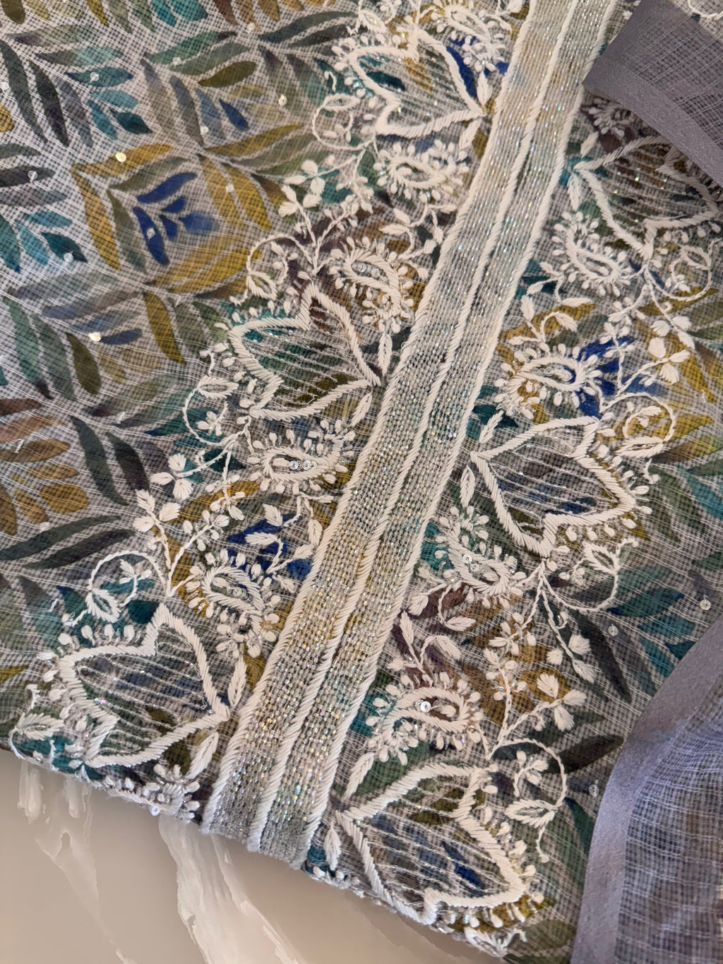 Digital Print Kota Doria Chikankari Kurta Dupatta Set