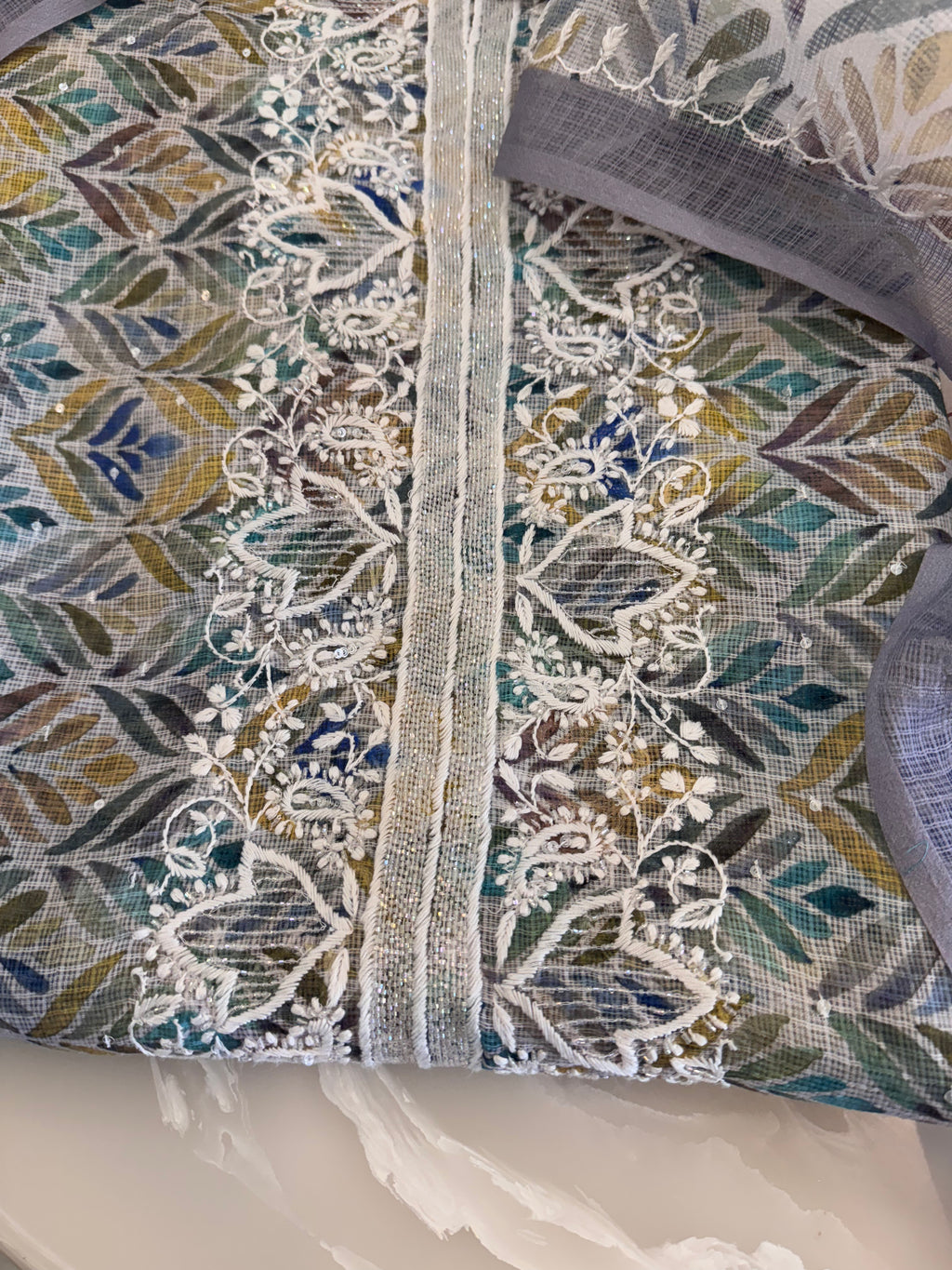 Digital Print Kota Doria Chikankari Kurta Dupatta Set